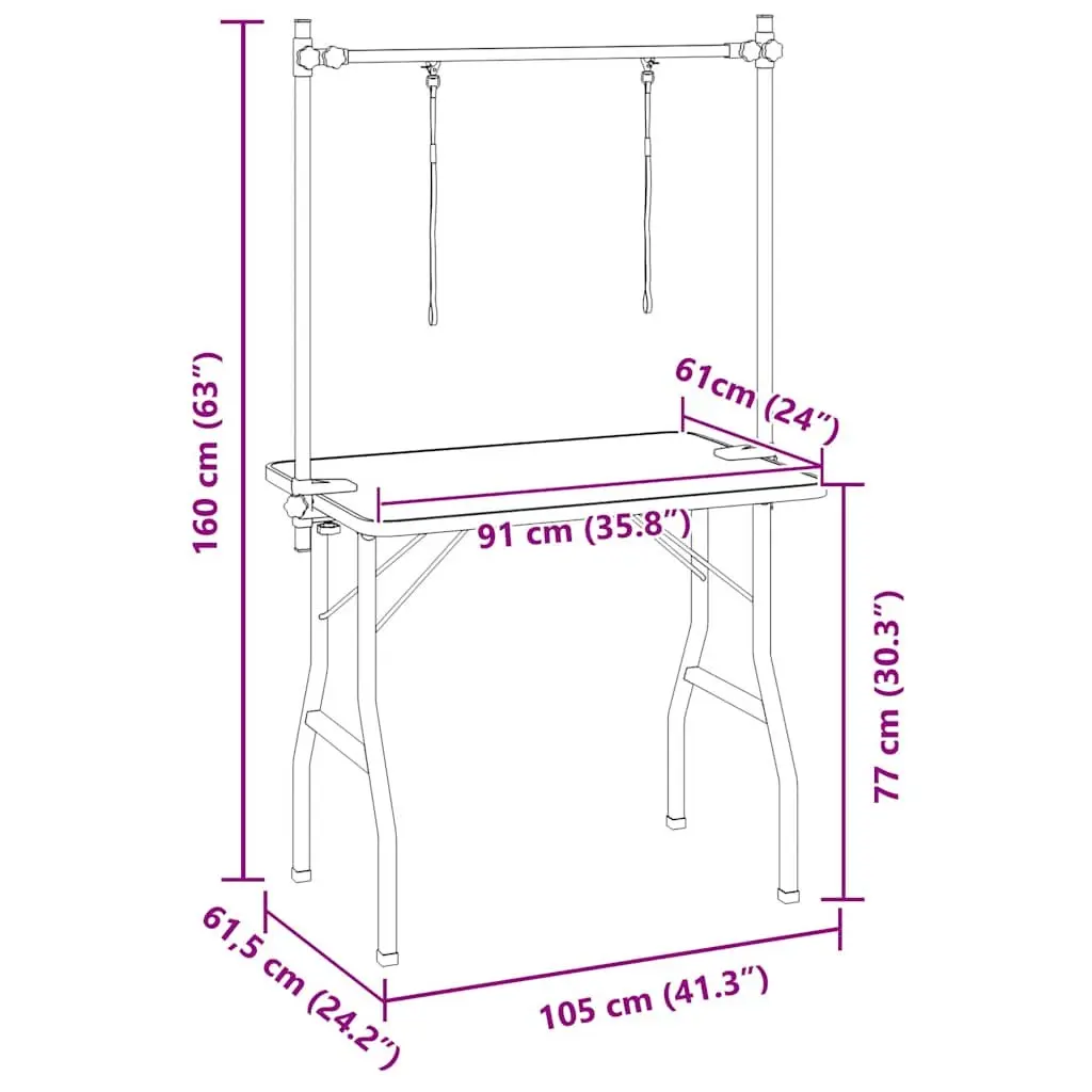 Foldable Dog Grooming Table with Adjustable Arm and Durable Build