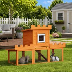 Premium 2-Level Outdoor Rabbit Hutch for Small Pets