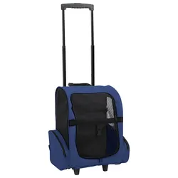 Versatile Pet Trolley - Foldable Blue Stroller Carrier