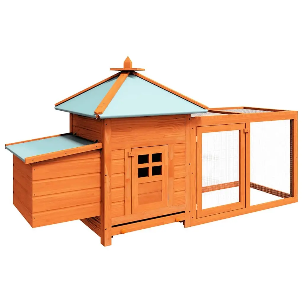 Outdoor Chicken Coop with Nesting Box and Run