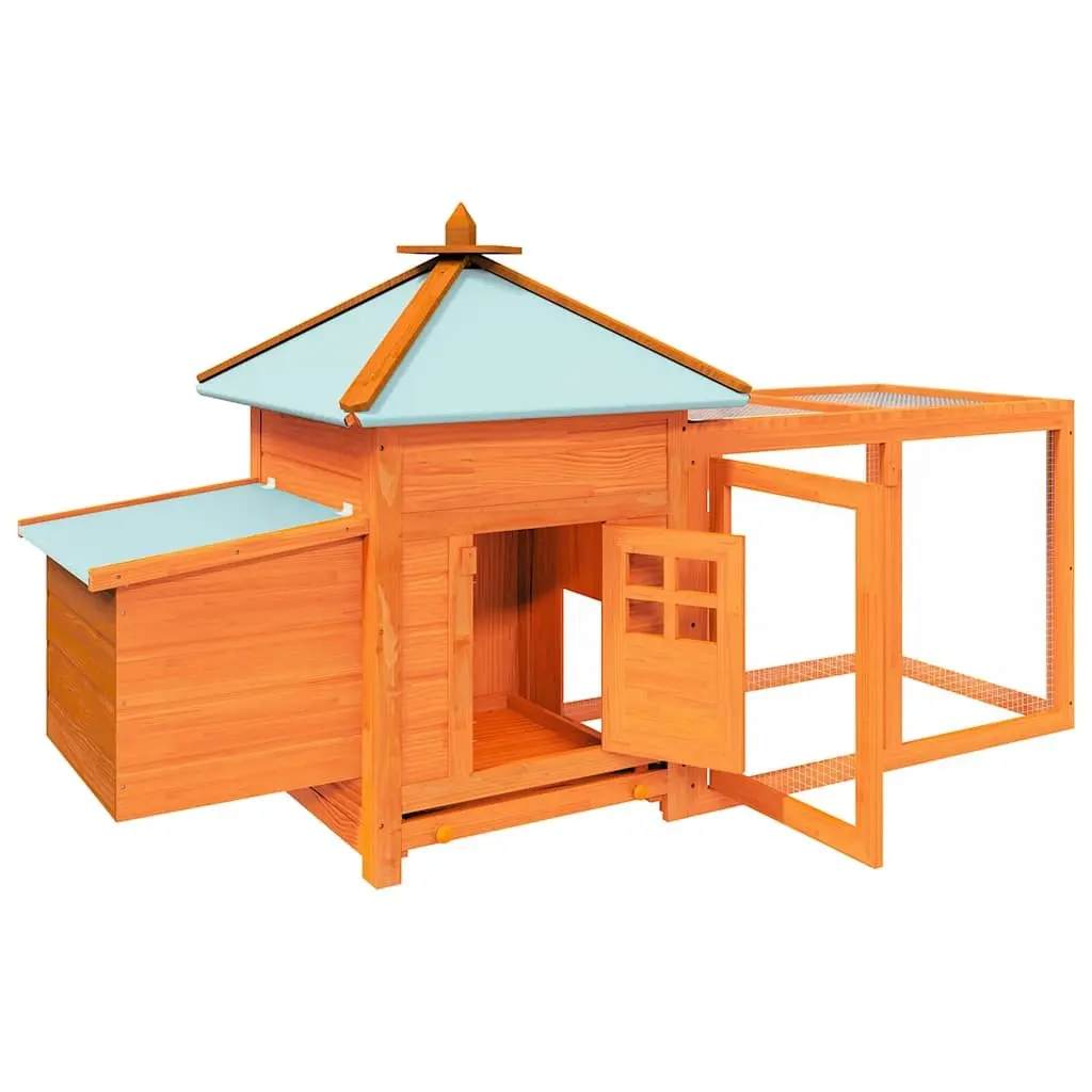Outdoor Chicken Coop with Nesting Box and Run