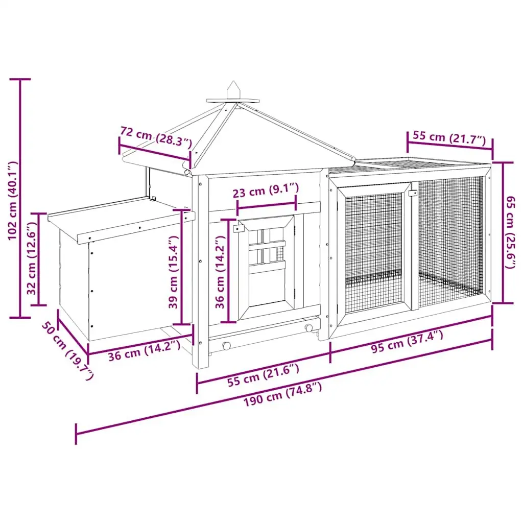 Outdoor Chicken Coop with Nesting Box and Run