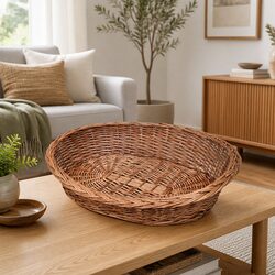 Willow Woven Dog Basket Pet Bed 90cm - Brown