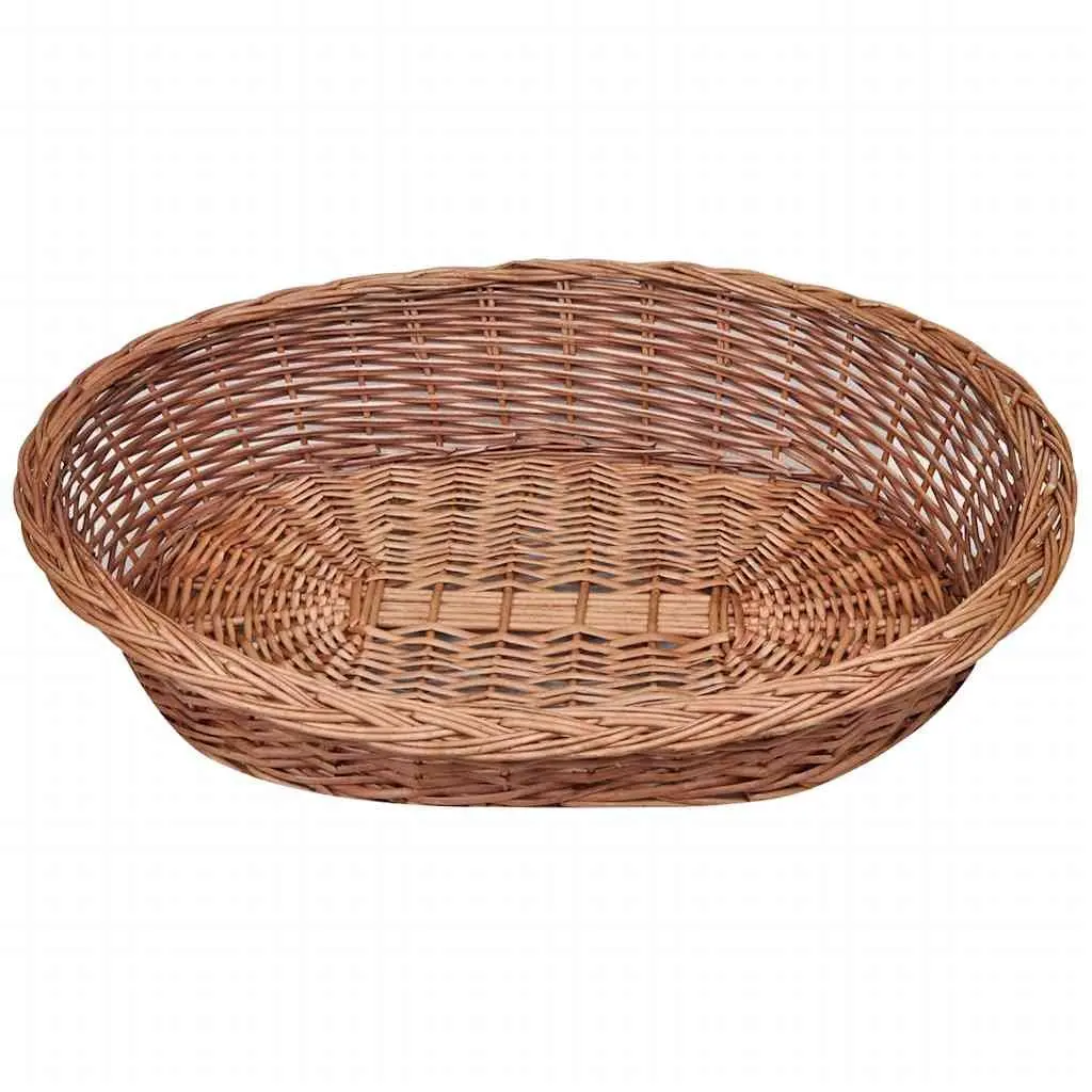 Dog Basket Pet Bed 90cm Willow Woven Brown Natural Indoor Outdoor Sleep Rest