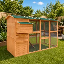 High-Quality Wooden Chicken Coop with Nesting Box Brown 295x163x170cm