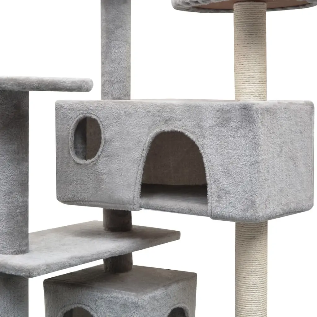Grey Cat Tree 125cm Multi-Level Playground with Scratching Posts