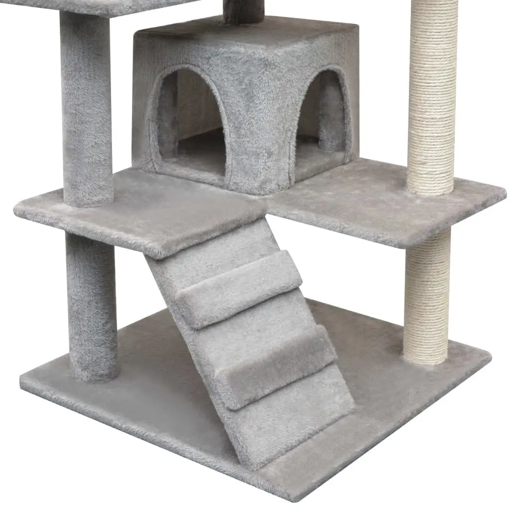 Grey Cat Tree 125cm Multi-Level Playground with Scratching Posts