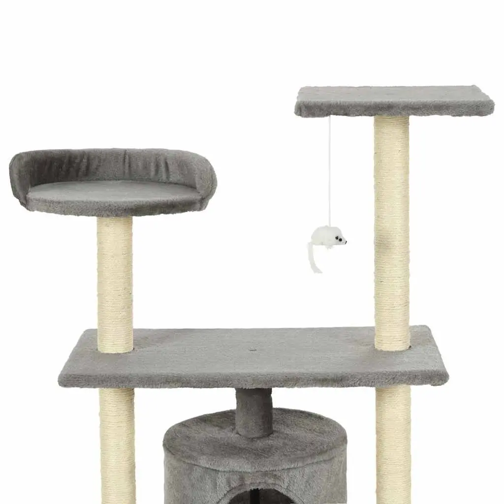 Grey Cat Tree with Multi-Level Scratching Posts