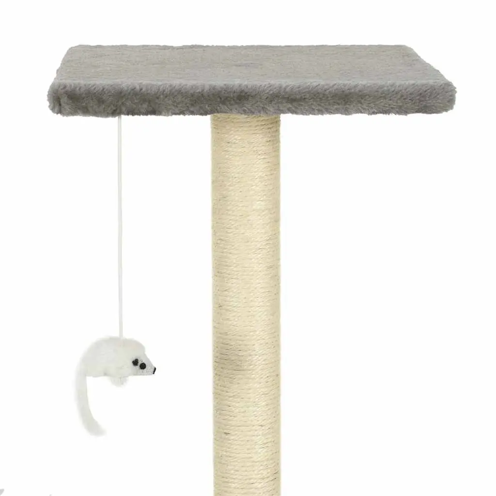 Grey Cat Tree with Multi-Level Scratching Posts