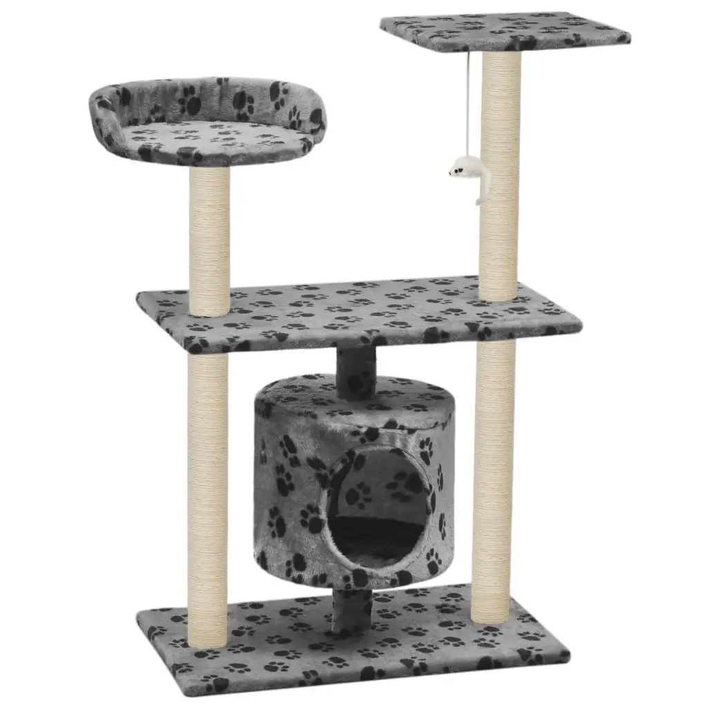 Grey Cat Tree with Multi-Level Scratching Posts