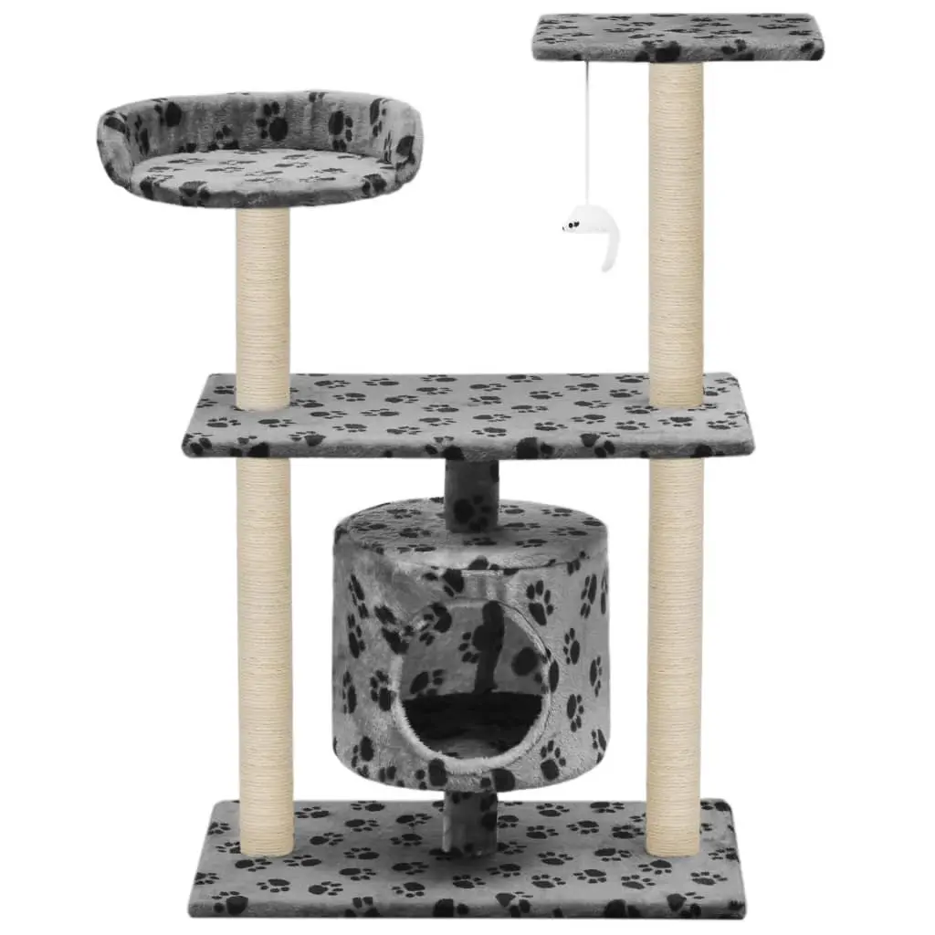 Grey Cat Tree with Multi-Level Scratching Posts