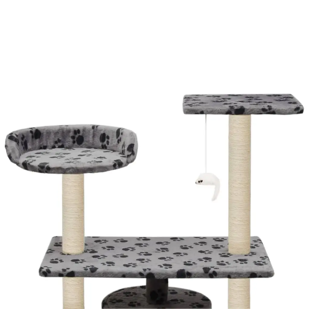 Grey Cat Tree with Multi-Level Scratching Posts