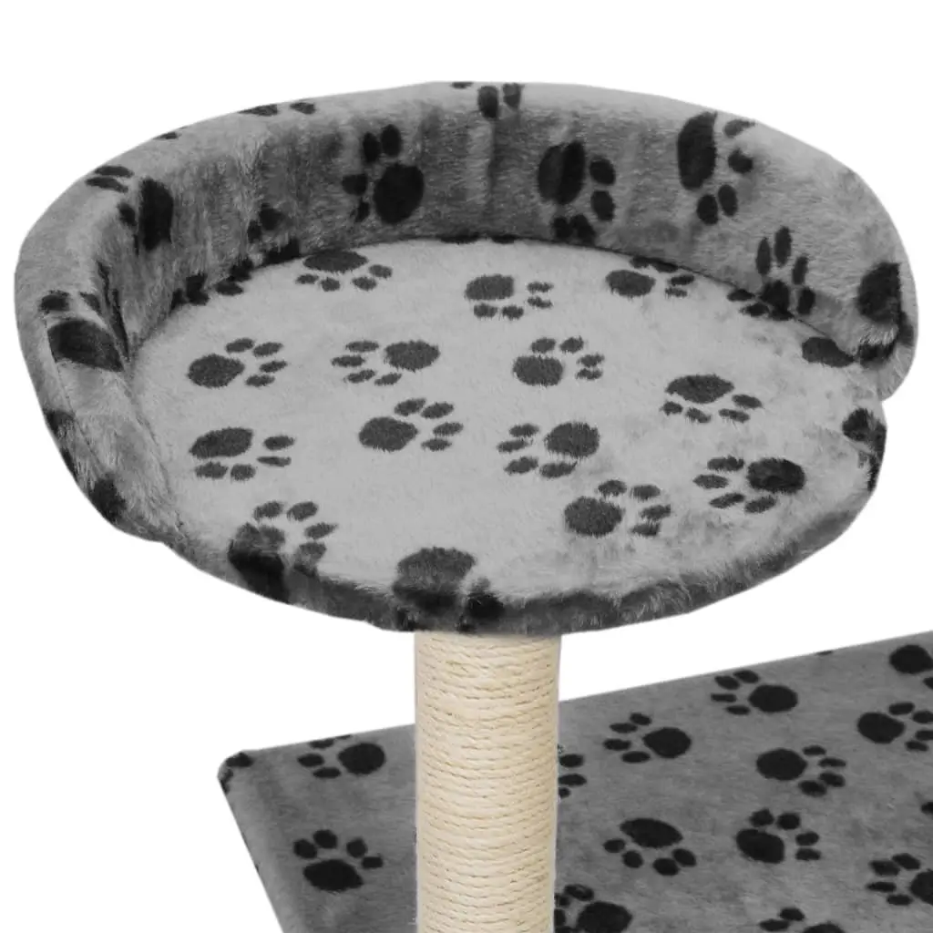 Grey Cat Tree with Multi-Level Scratching Posts
