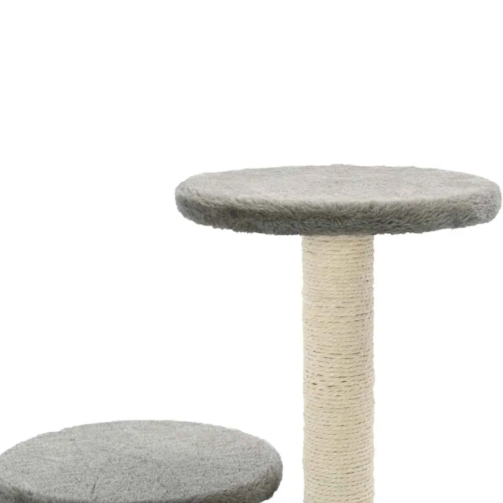 Grey Plush Cat Tree with Scratching Posts 60cm
