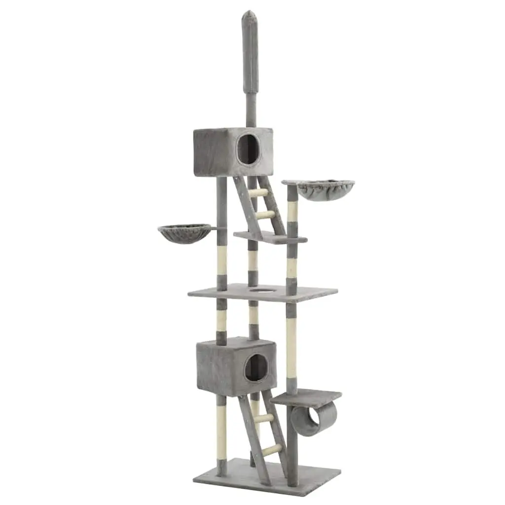 Multi-Level Grey Cat Tree with Sisal Rope Scratching Posts