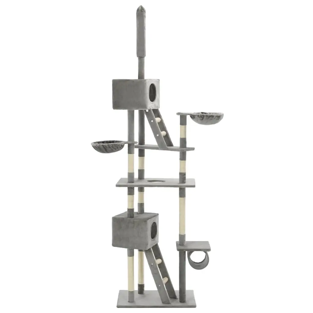 Multi-Level Grey Cat Tree with Sisal Rope Scratching Posts