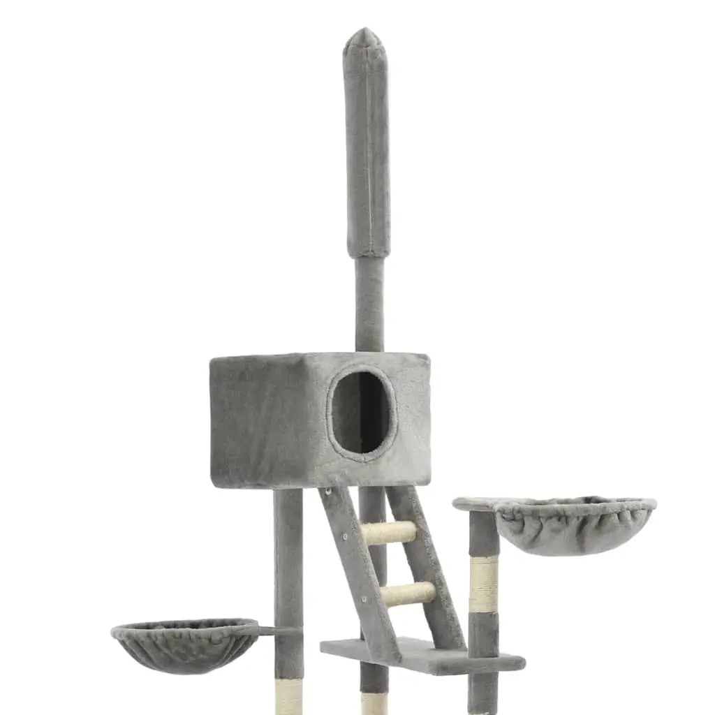 Multi-Level Grey Cat Tree with Sisal Rope Scratching Posts