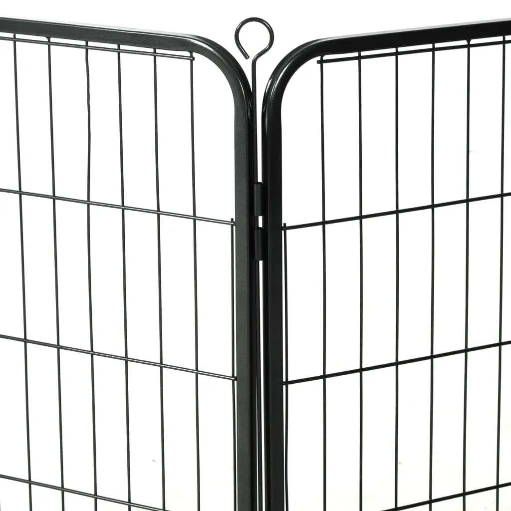 Dog Playpen Steel 80x80cm Black 8 Panels Indoor Outdoor Enclosure