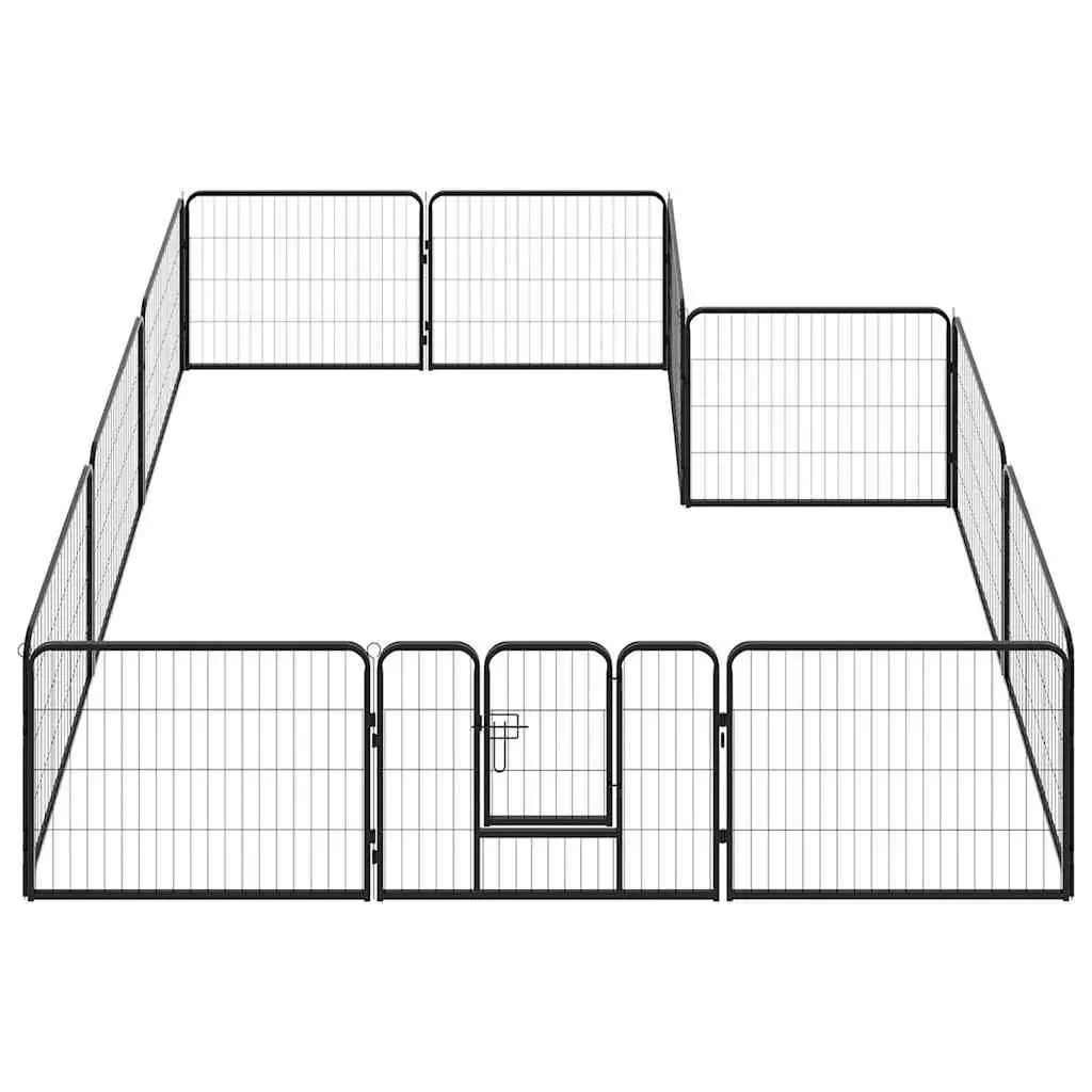 Dog Playpen Steel 80x60 cm Black 12 Panels Indoor Outdoor Exercise Pen