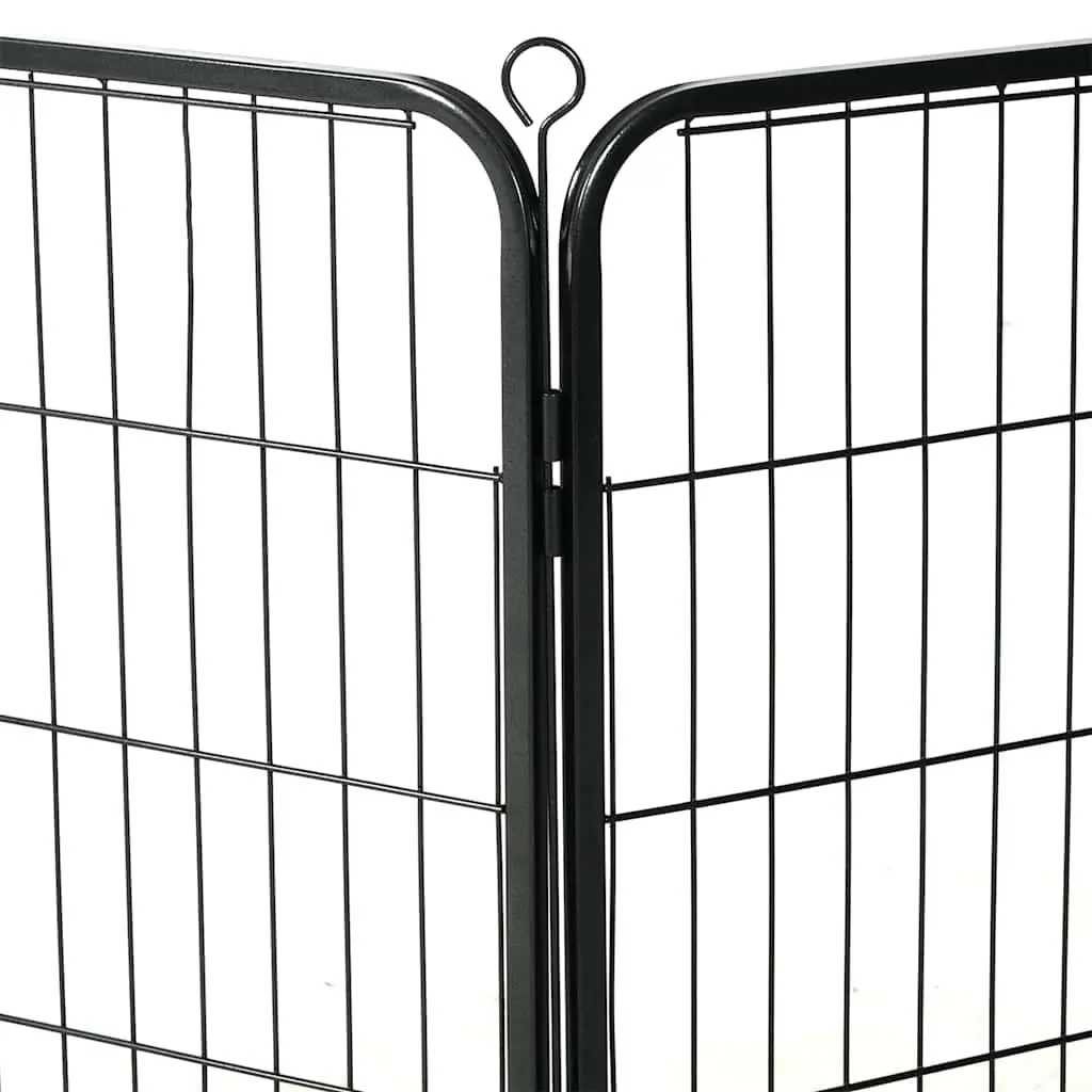 Dog Playpen Steel 80x60 cm Black 12 Panels Indoor Outdoor Exercise Pen