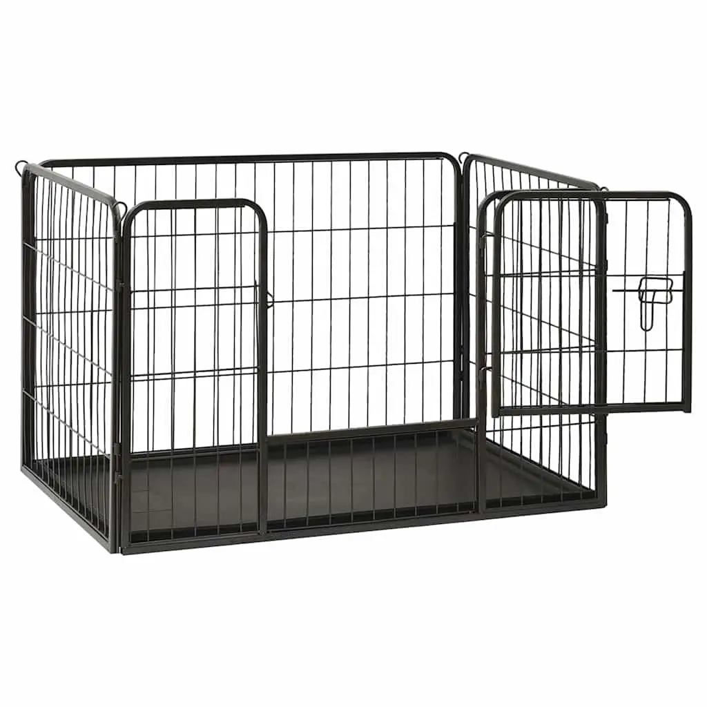 Dog Playpen Steel 91.5 x 59 x 61 cm Black