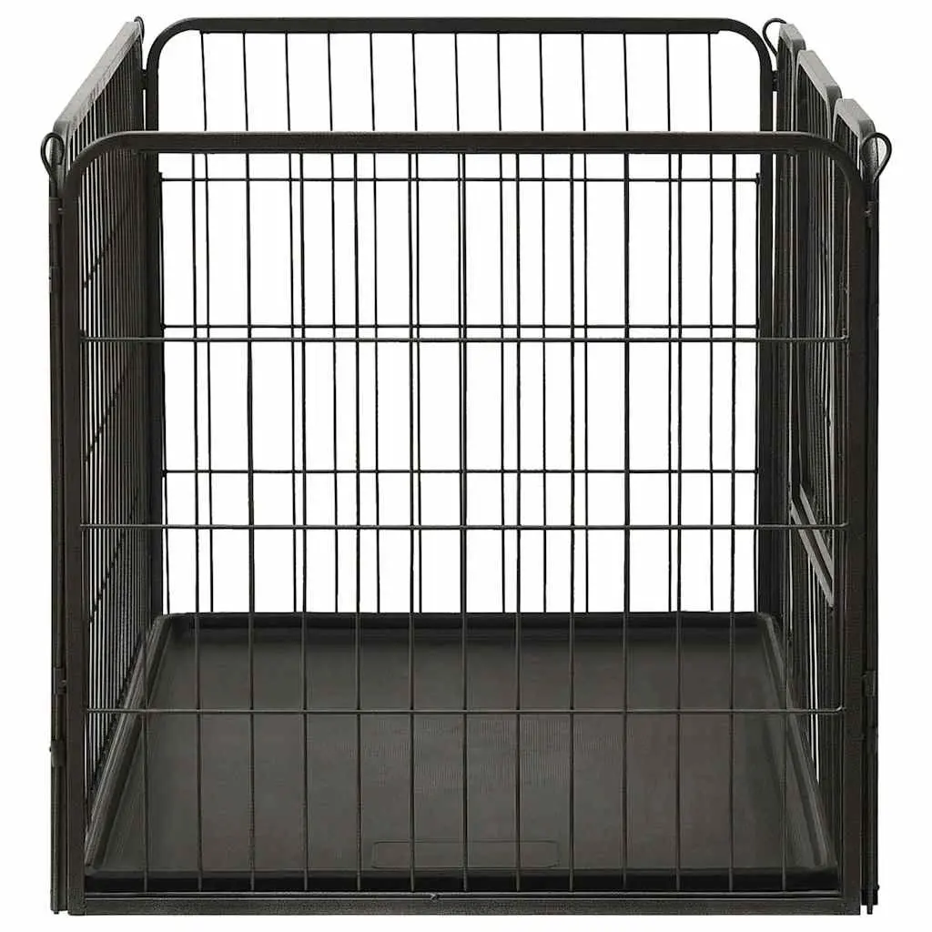 Dog Playpen Steel 91.5 x 59 x 61 cm Black