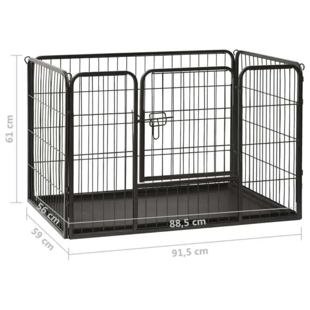 Dog Playpen Steel 91.5 x 59 x 61 cm Black