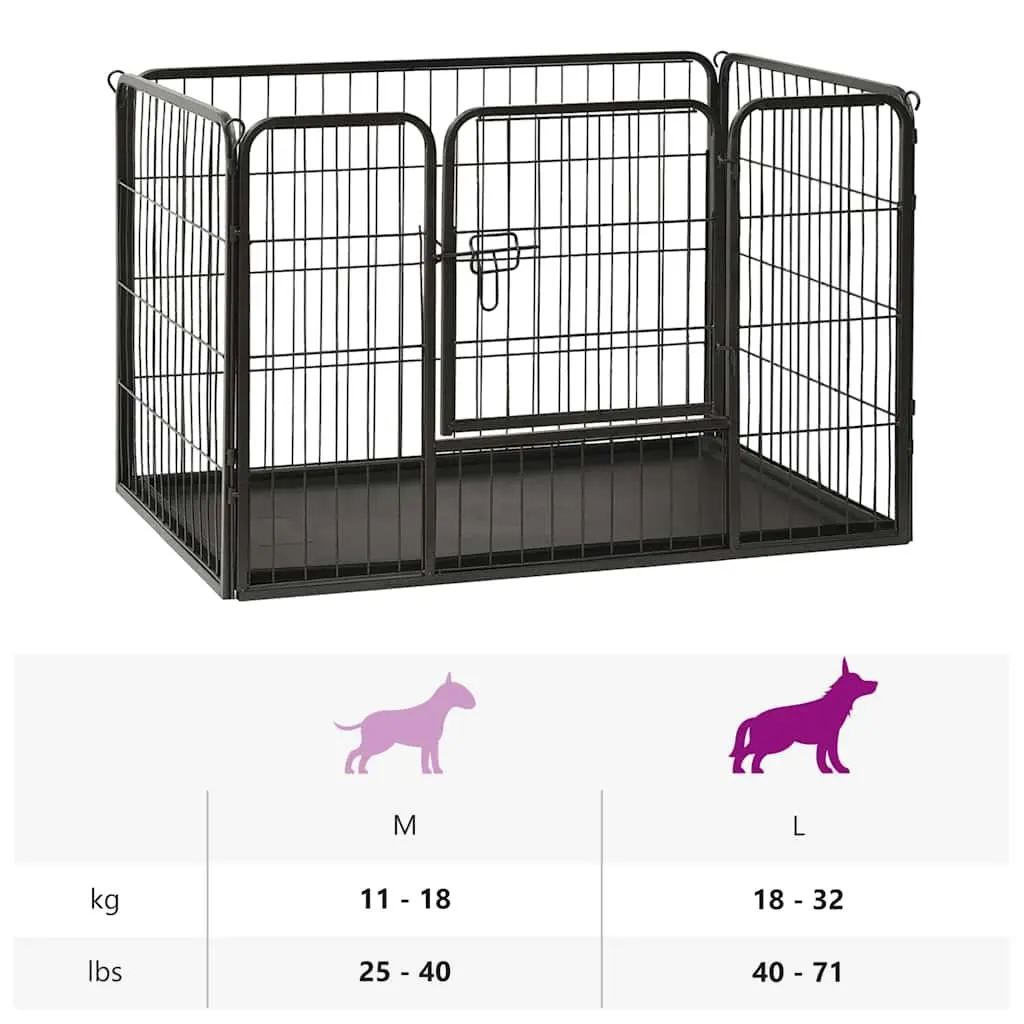 Dog Playpen Steel 91.5 x 59 x 61 cm Black