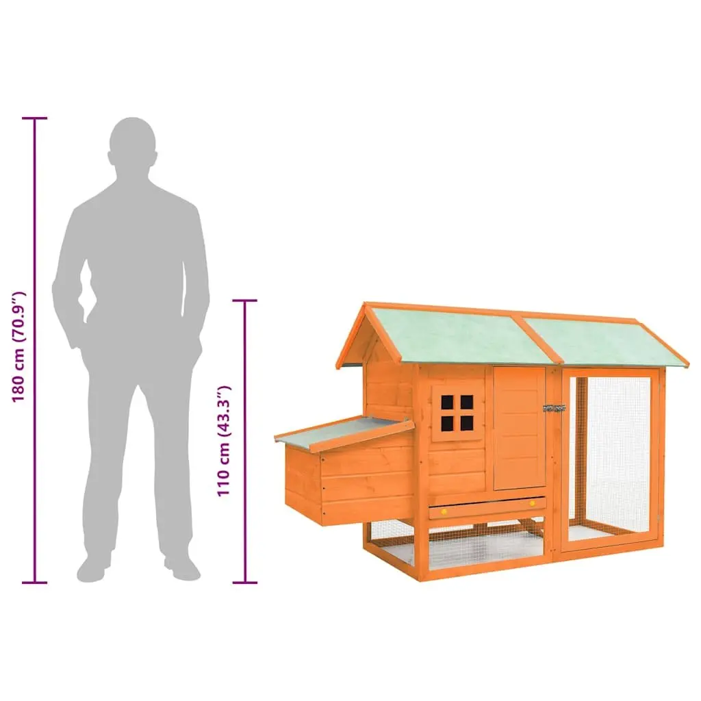Chicken Cage Wooden 170x81x110 cm Brown