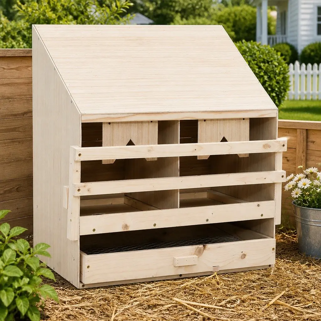 Chicken Laying Nest Box Wooden 2 Compartments 63 x 40 x 65 cm