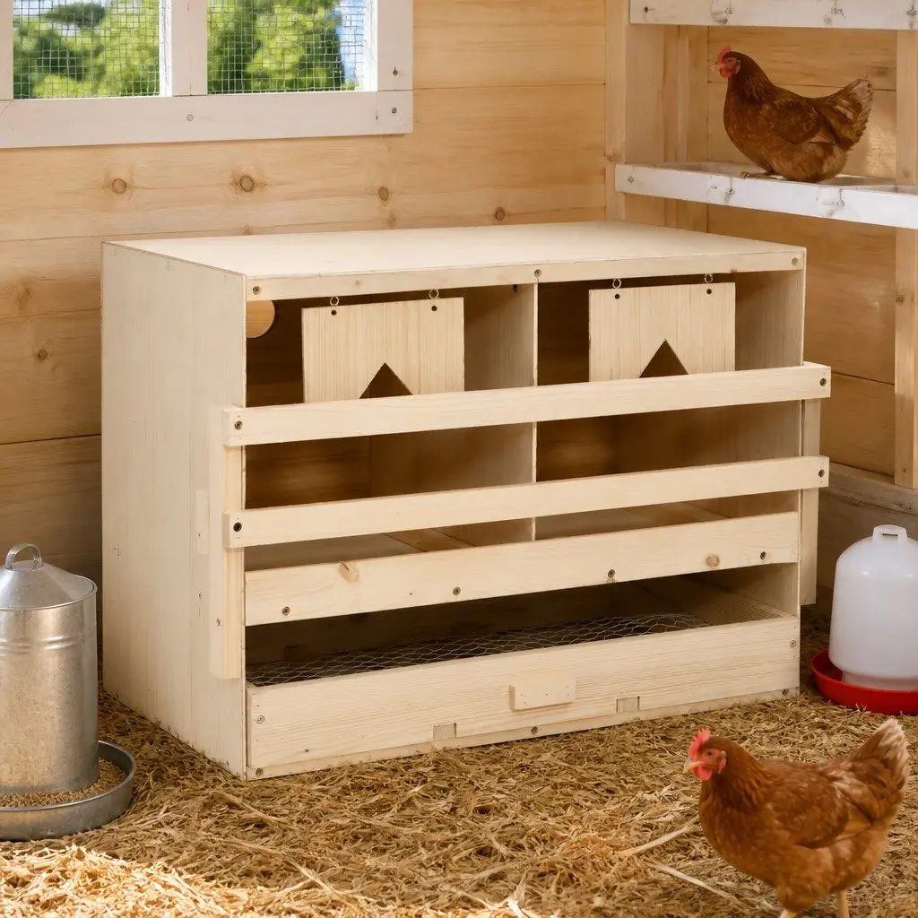Chicken Nesting Box Wooden 2 Compartments 63 x 40 x 45 cm