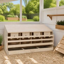 Chicken Laying Nest 4 Compartments Wooden Poultry Nesting Box Egg Collection