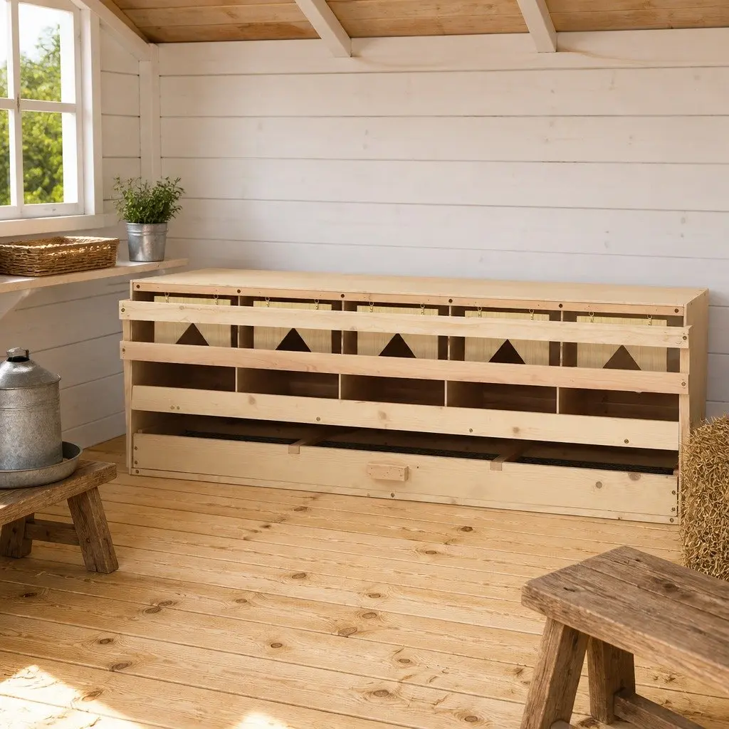 Chicken Nesting Box Wooden 5 Compartments 117 x 33 x 38 cm