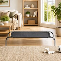 Large Black Elevated Dog Bed with Durable Steel Frame