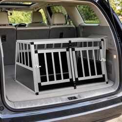 Sturdy Silver Dog Cage with Double Door 89x69x50 cm