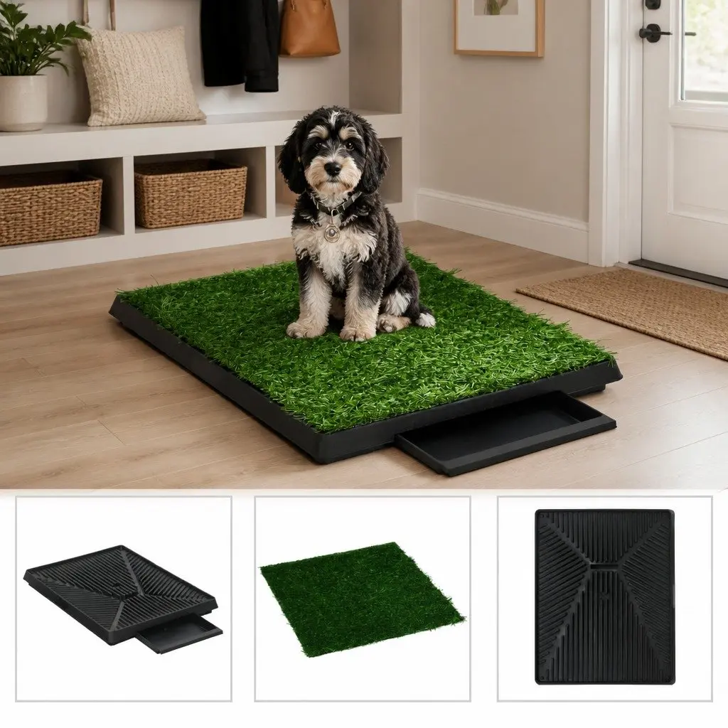 Indoor Pet Toilet Training Pad with Tray 2 Pack