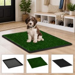 Pet Training Toilet Pad with Artificial Turf Tray Indoor Potty Mat for Dogs