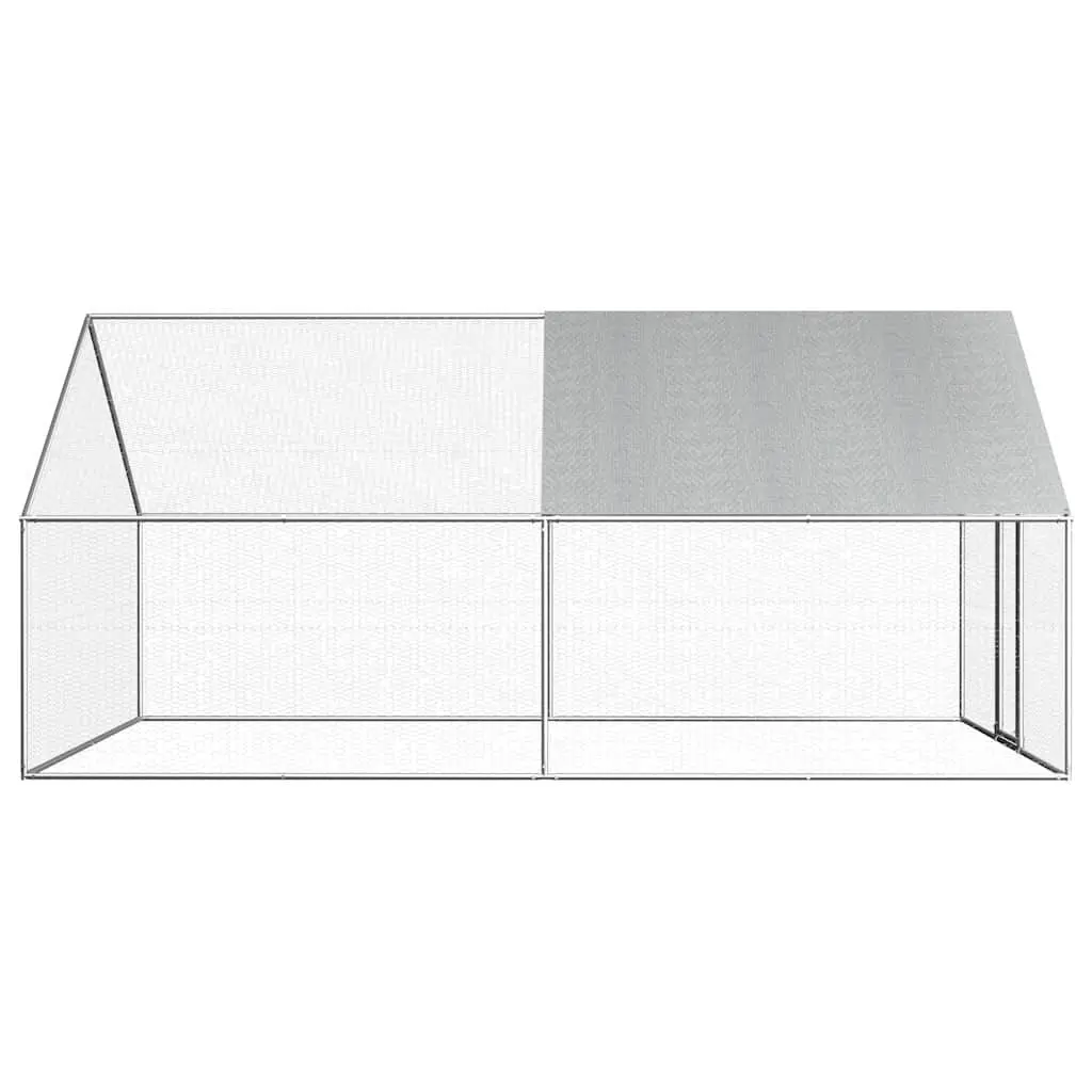 Chicken Cage Galvanised Steel 2.75x4x1.92 m Silver Outdoor Run Coop Enclosure Aviary