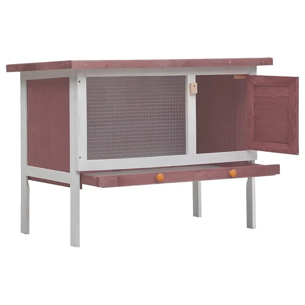 Outdoor Rabbit Hutch Wood Large Brown Iron Wire Mesh Enclosure