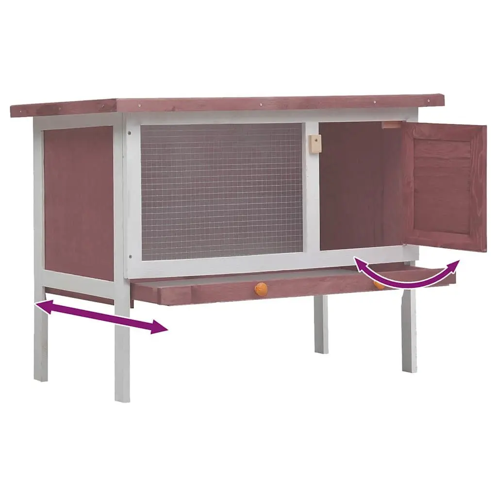 Outdoor Rabbit Hutch Wood Large Brown Iron Wire Mesh Enclosure