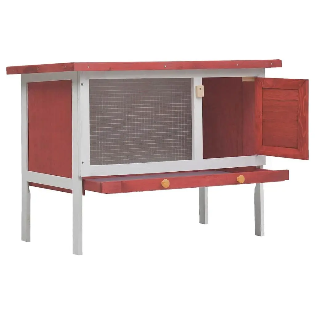 Red Wooden Rabbit Hutch for Small Pets
