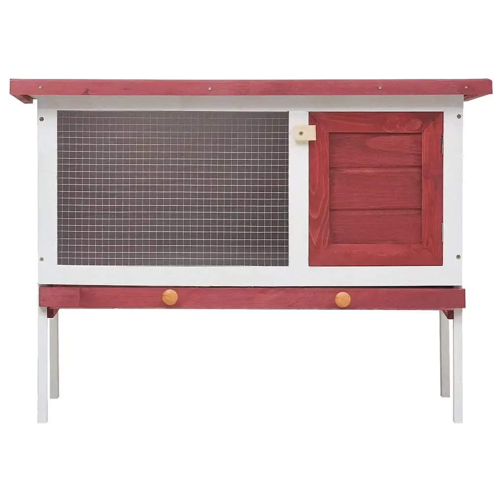 Red Wooden Rabbit Hutch for Small Pets
