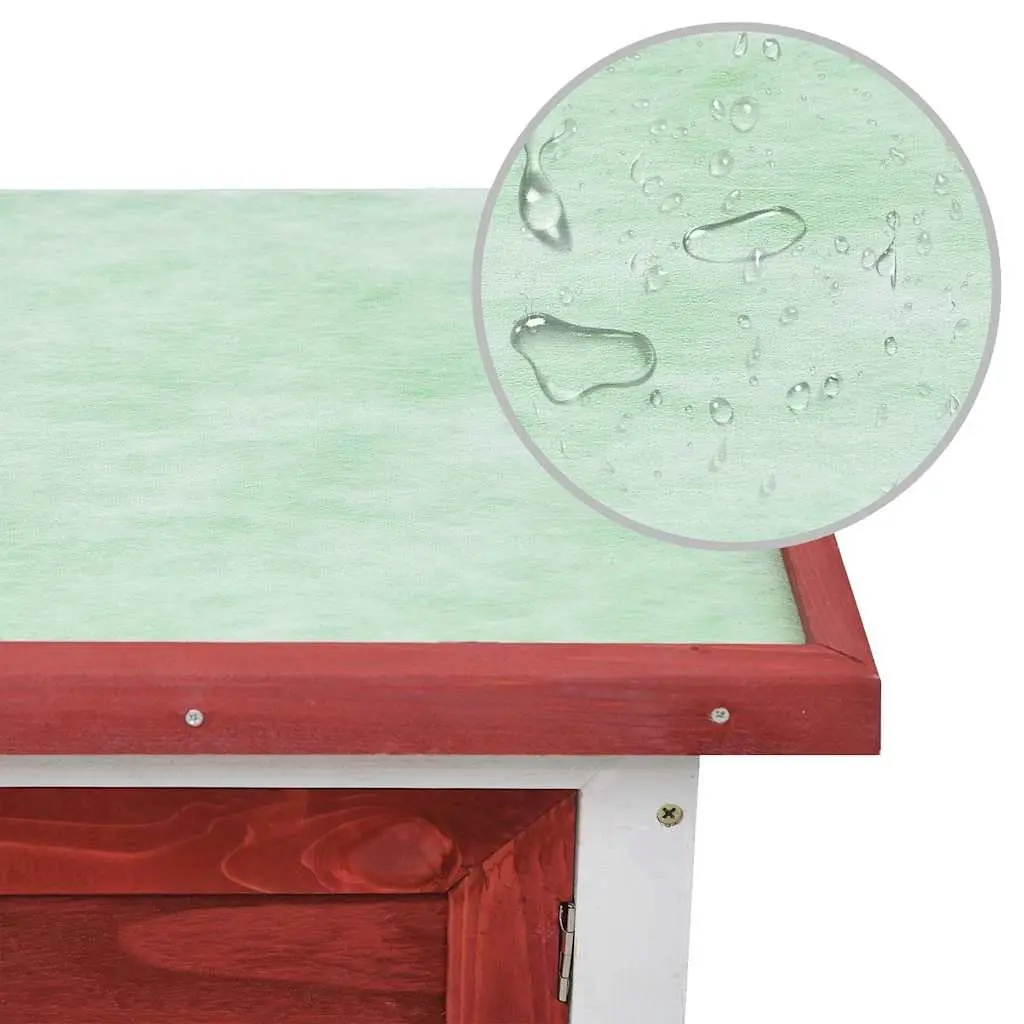 Red Wooden Rabbit Hutch for Small Pets