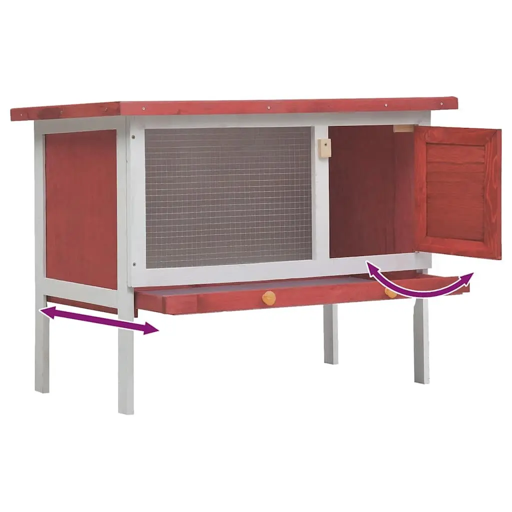 Red Wooden Rabbit Hutch for Small Pets