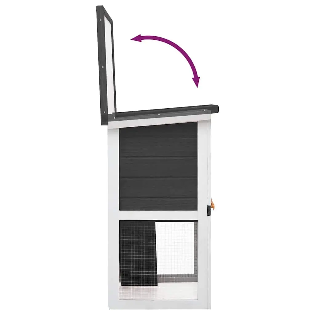 Grey Wooden Rabbit Hutch for Small Animals