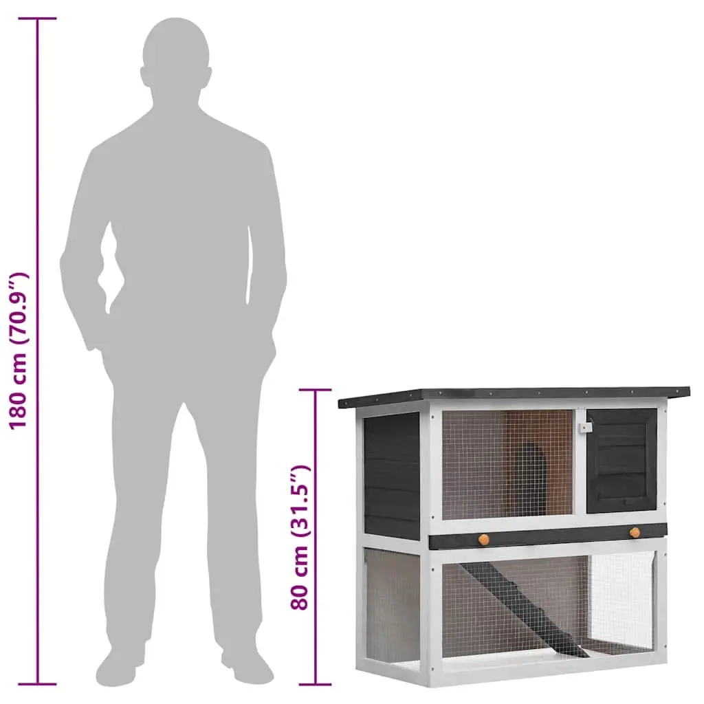 Grey Wooden Rabbit Hutch for Small Animals