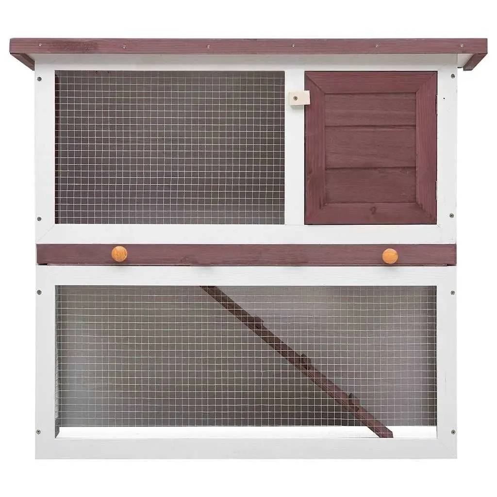 Outdoor Rabbit Hutch with Ramp Run Cage Small Animal Enclosure Wood Brown