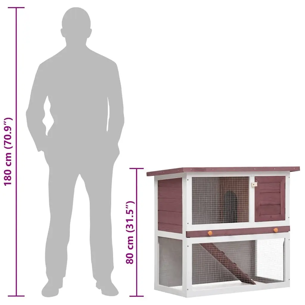 Outdoor Rabbit Hutch with Ramp Run Cage Small Animal Enclosure Wood Brown