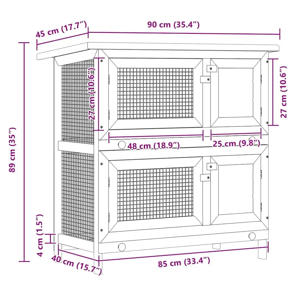 2-Layer Rabbit Hutch with 4 Access Doors