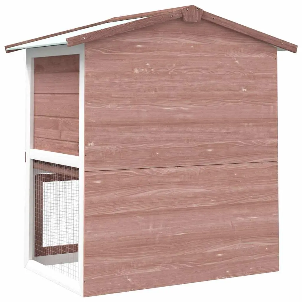 Outdoor Rabbit Hutch Wood 2 Layer Brown 3 Doors Small Animal Cage